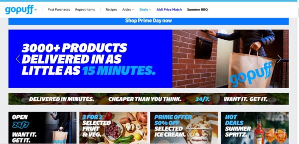Amazon Partners with Gopuff for 15-Minute Grocery Deliveries Throughout the UK